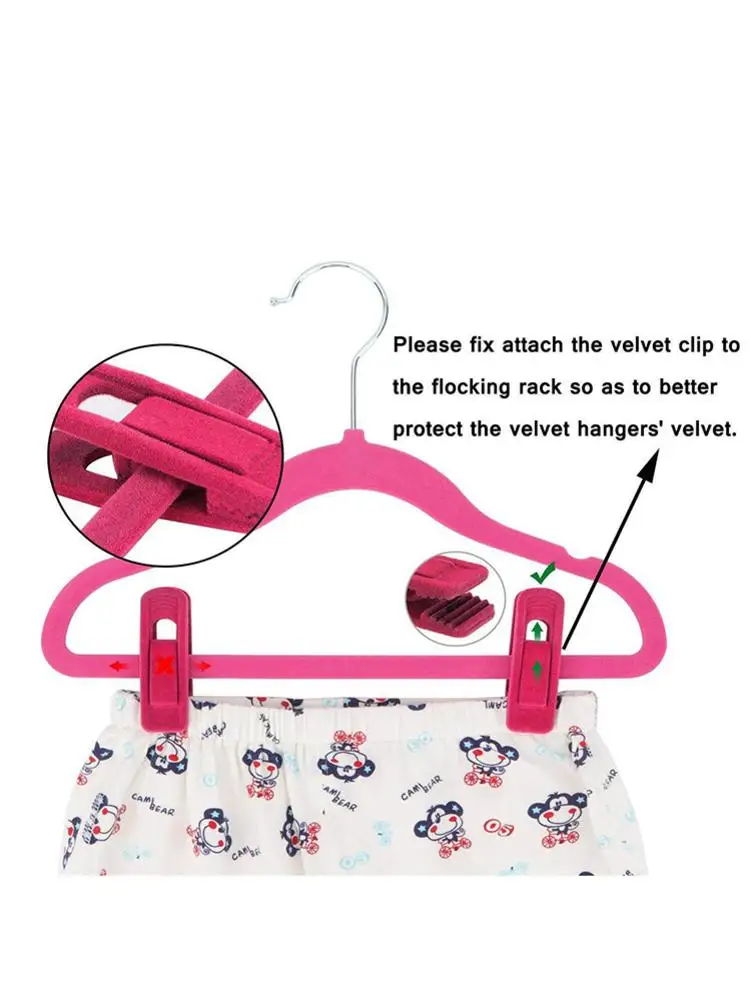 20pcs Velvet Hangers Clips Pants Hangers Clips Flocked Hanger Hanger Plastic Thicken Clothes Pants Clip