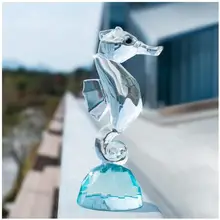 H& D 3D прозрачный небольшой Кристалл Морской конек Коллекционная Фигурка гиппокампи хрустальный орнамент для украшения дома и офиса Рождественский подарок(3,7 дюйма