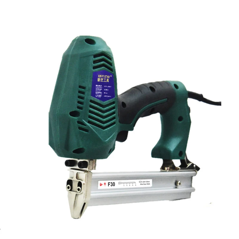 

220V 1750W Electric Staple Nail Gun Stapler F30 Single Straight Aluminum Alloy Gun Head Power Tools DIY Woodworking Hand Tool