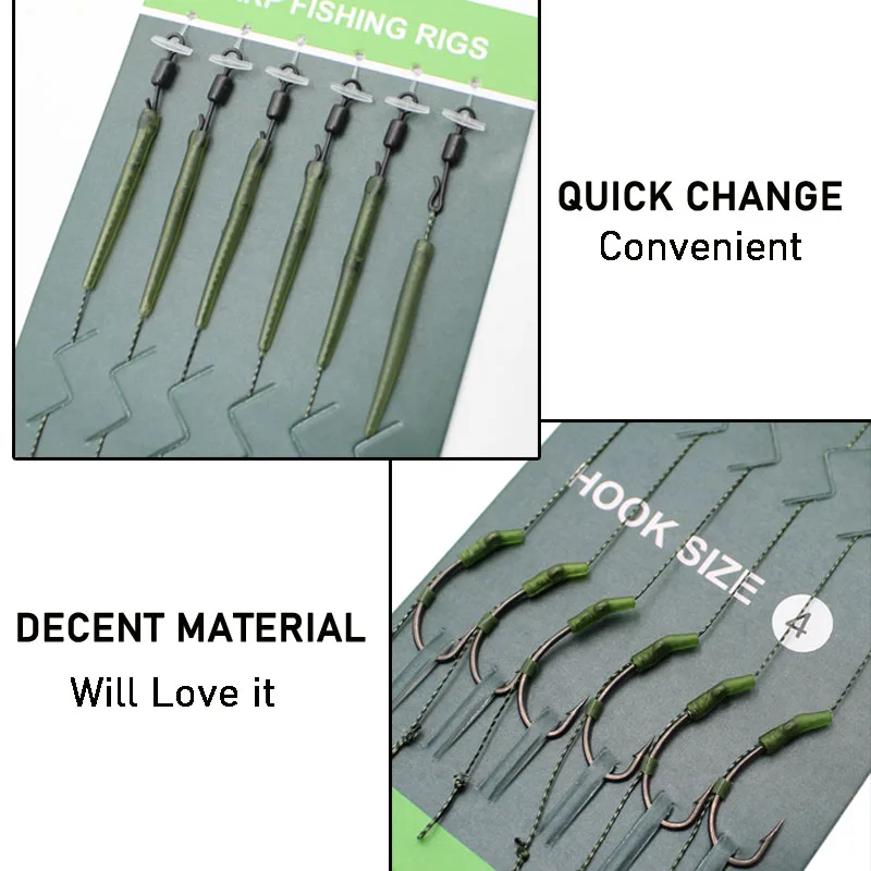 6pcs Carp Fishing Hair Rigs Ready Made Carp Fishing Hook Size 2#4#6#8 Fishing Tackle Equipment Accessories Pesca 3