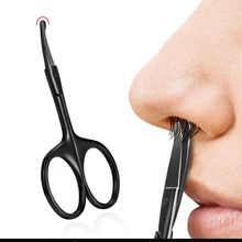 Stainless Steel Mini Portable Curved Mustache Nose Ear Hair Remover Safety Round Head Scissor Trimmer Safety Tips Beauty Tools