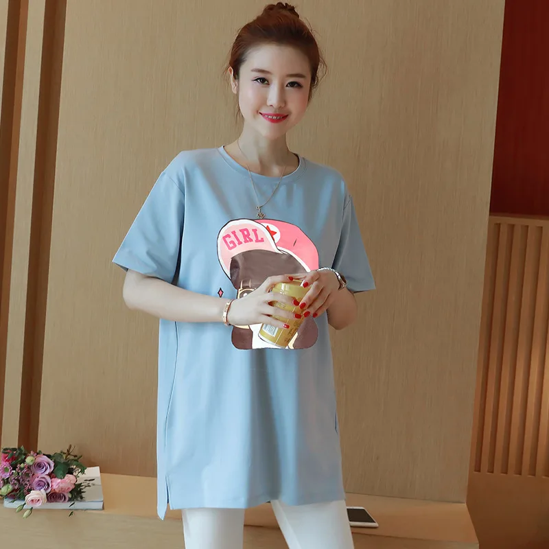 

2019 New Style Summer Wear Fashion Models New Style Pregnant Women Summer T-shirt Short Sleeve T-shirt Maternity Clothes Tops