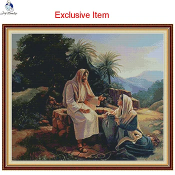 

JoySunday crossstitch kits needlework Jesue blessing mother child daughter figure 14CT 11CT cotton fabric painting gift art deal