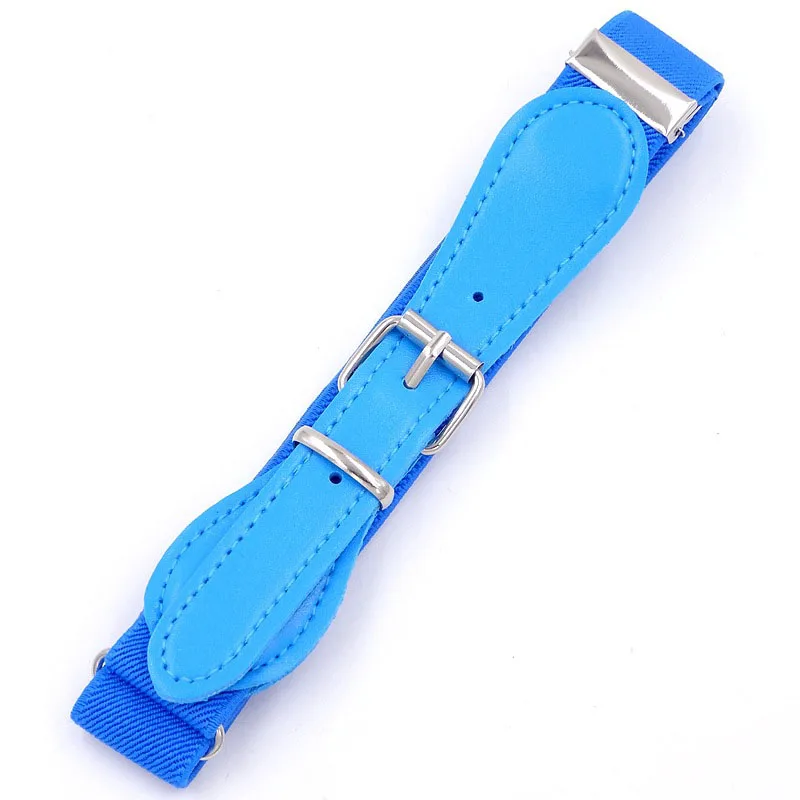 Elastic Kids Belt With Buckle Black White Canves Boys Girls Belt Children Adjustable Waist Belts for Jeans Pants ceinture enfant - Color: blue