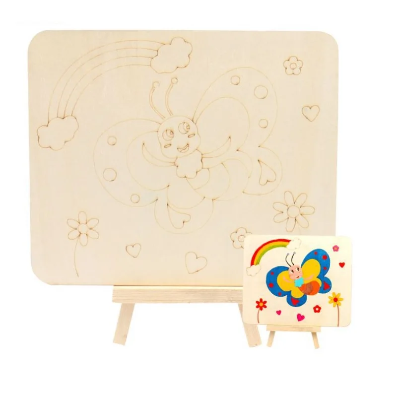DIY деревянный пустой набор чертежных досок с табличкой для рисования Стенд Фото для справки художественные Развивающие игрушки для детей не содержит пигментов - Цвет: butterfly