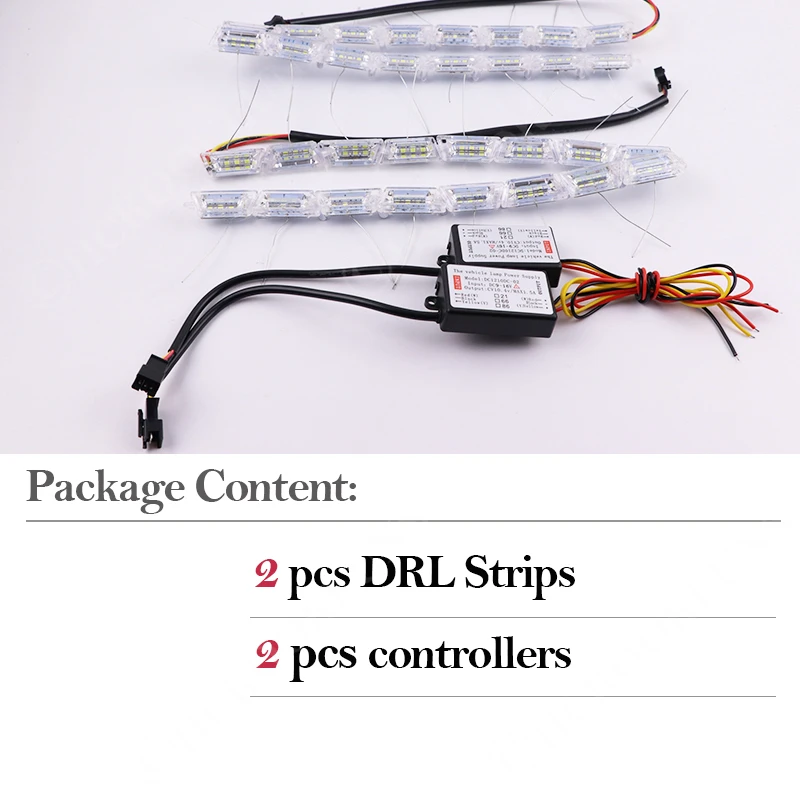 EURS 2pcs DRL Flexible Crystal LED Strip Daytime Running Lights Turn Signal  Flowing Car Auto Front Headlamp 16led white/Amber - AliExpress