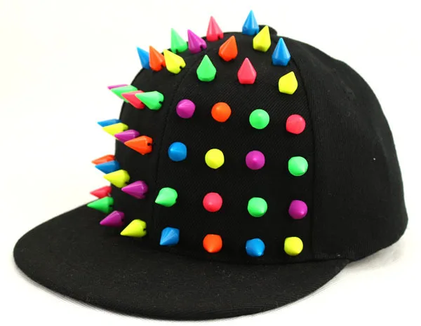 photo color E002 карамельный цвет панк Рок Дети детская бейсбольная кепка Casquette Homme заклепки Snapback кепки с плоским козырьком для мальчиков девочек шляпа от 50 до 54 см - Цвет: photo color