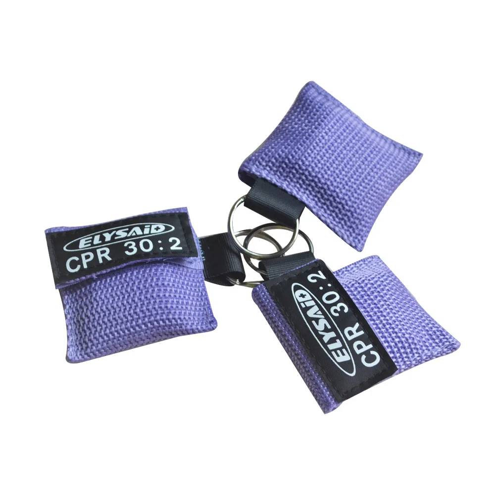 Purple 10 шт. ELYSAID CPR pouket маска защитный экран CPR с брелоками для CPR/AED первой помощи обучение 7 цветов аварийная спасательная маска - Цвет: Purple