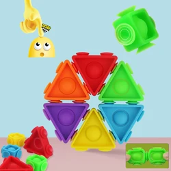 Juguetes inquietos de silicona con ventosa, bloques de construcción de ensamblaje, Burbuja de empuje para bebé, educativo, Montessori, Kawaii, Figets, regalos de Navidad para niños