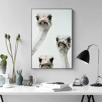 

RELIABLI ART Canvas Paintings Animal Birds Pictures Wall Art Ostriches Posters For Living Room Decoration Prints No Frame