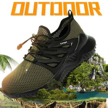 

Smash-Proof And Stab-Resistant Work Shoes Men Outdoor Safety Shoes Comfort Labor Sneakers Breathable Mesh Outdoor Hiking Sneaker