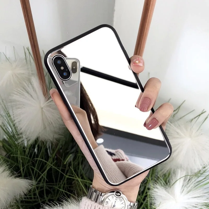 

Luxury Clear Makeup Mirror Phone Case for iPhone 8 7 6 6S Plus Hard Tempered Glass Back Cover For iphone X XS MAX XR Woman Cases