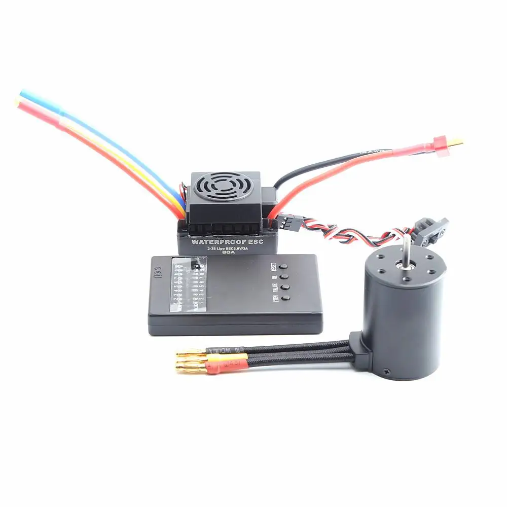 Kuulee Rc водонепроницаемый 3650 3900KV RC бесщеточный двигатель 60A ESC программист для 1/10 RC Автомобиль Грузовик Мотор Комплект - Цвет: Black