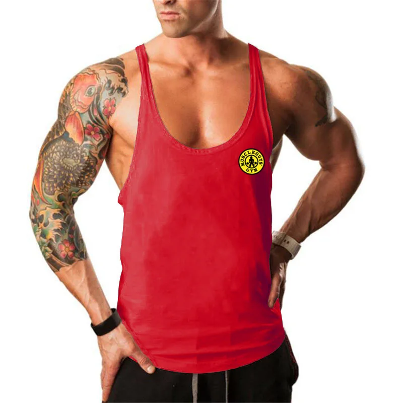 Brand Tank Top Vest Muscle Gym Mens Sleeveless Workout Singlets Sportswear Shirt Stringer Clothing Bodybuilding Singlets Fitness