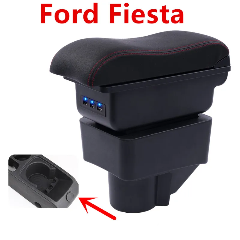 Для Ford Fiesta подлокотник коробка Ford Fiesta Универсальный Автомобильный центральный подлокотник коробка для хранения держатель стакана, пепельница аксессуары для модификации