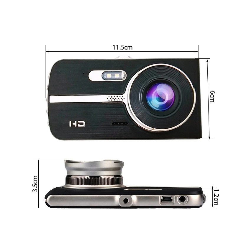 Автомобильный видеорегистратор Fhd 1080P Dashcam 4 дюйма с двумя объективами ночного видения, Автомобильный регистратор, видеорегистратор, автомобильный детектор