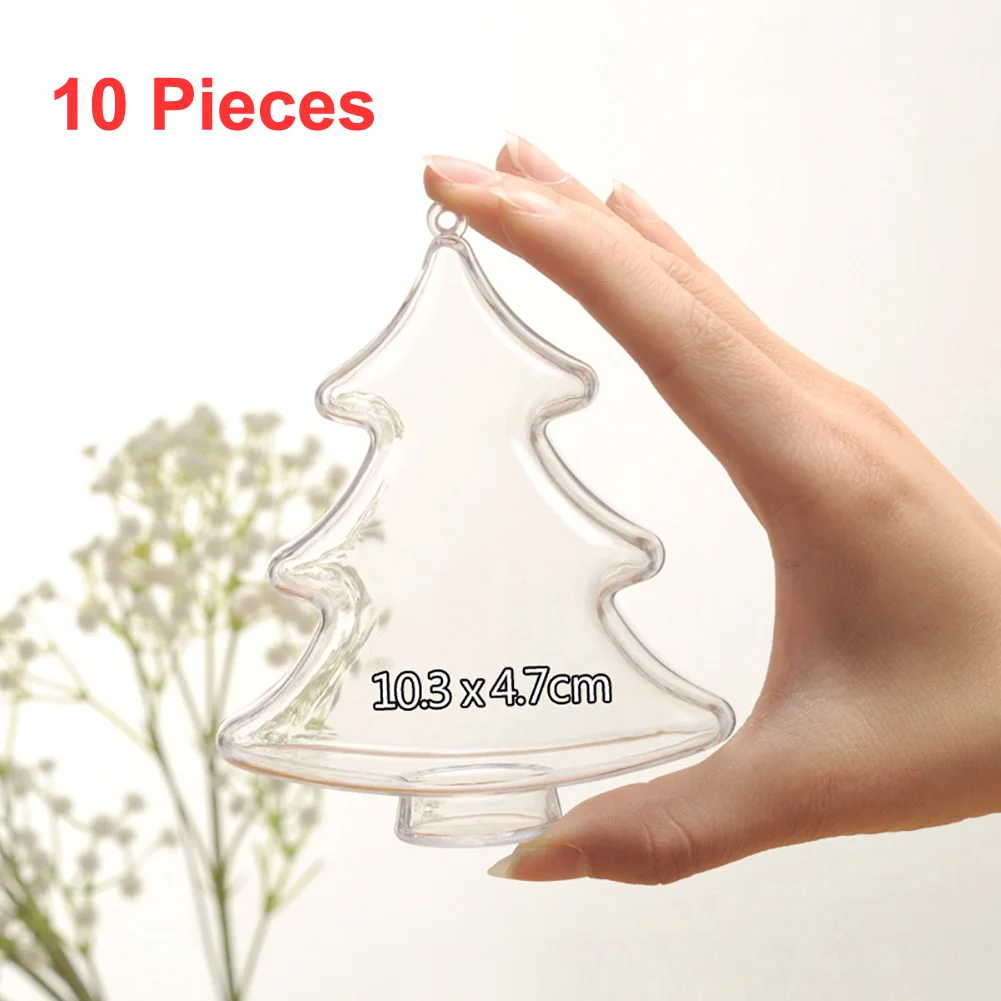 Tree 10cm 10PCS 10 шт. сделай сам, домашний, декоративный полые шары прозрачная Елочная игрушка подвесной Свадебная коробочка для сладостей вечерние поставки прямая орнамент - Цвет: Tree 10cm 10PCS