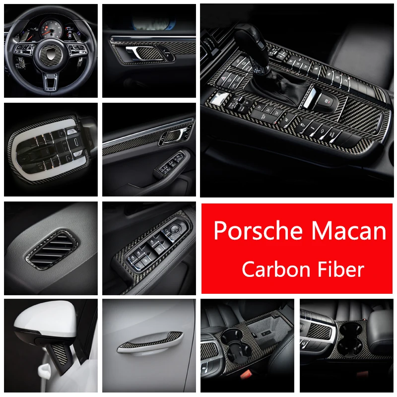 Autocollants de garniture pour porte intérieure de voiture, panneau de  changement de vitesse, housse d'accoudoir, pour Porsche Macan 2014 – 2020,  accessoires automobiles