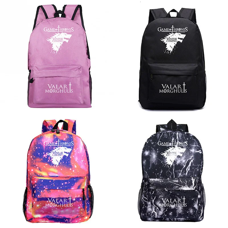 Аниме-рюкзаки Игра престолов Mochila Mujer сумка для ноутбука Dos Backbag для женщин и мужчин Дорожная школьная сумка для книг зима скоро