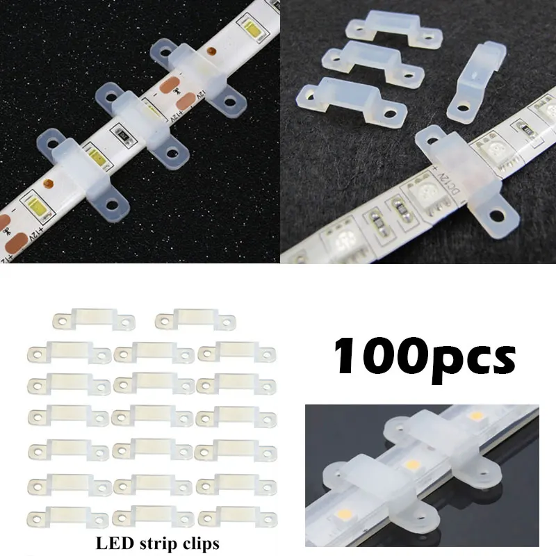 

Silicone Soft Silicon Fastener LED Strip Light 5050 5630 Durable Home Decor Fixer Silicon Clip RGB 100pcs Accessory Fix