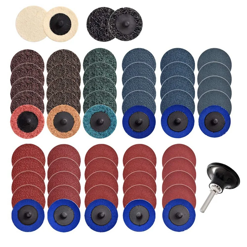 

60Pcs 2 Inch Quick Change Discs Set Sanding Discs 1/4 Inch Holder for Die Grinder Rust Paint Removal Surface Discs