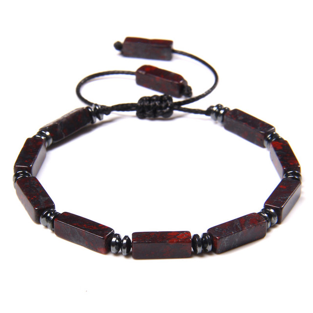 Lapis Lazuli Bracelets Men Hematite Slice Charm Bracelet Homme Black Rope Adjustable Bangle Jewelry Women Pulsera Gift