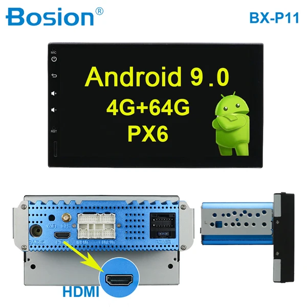 Bosion Android 9,0 авто радио Восьмиядерный 7 дюймов 2DIN универсальный автомобильный без DVD плеера gps стерео аудио головное устройство поддержка DAB DVR OBD BT - Цвет: 4G 64G
