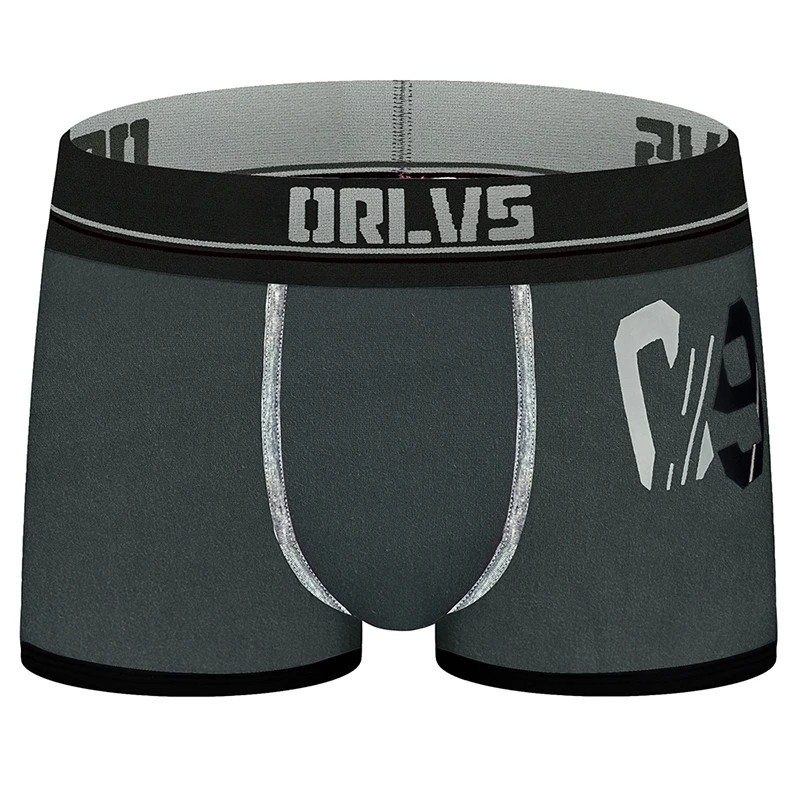 ORLVS Брендовые мужские боксеры, нижнее белье, Cueca Tanga, дышащие удобные трусы, хлопковые боксеры, шорты, быстросохнущие мужские трусы - Цвет: OR189-gray