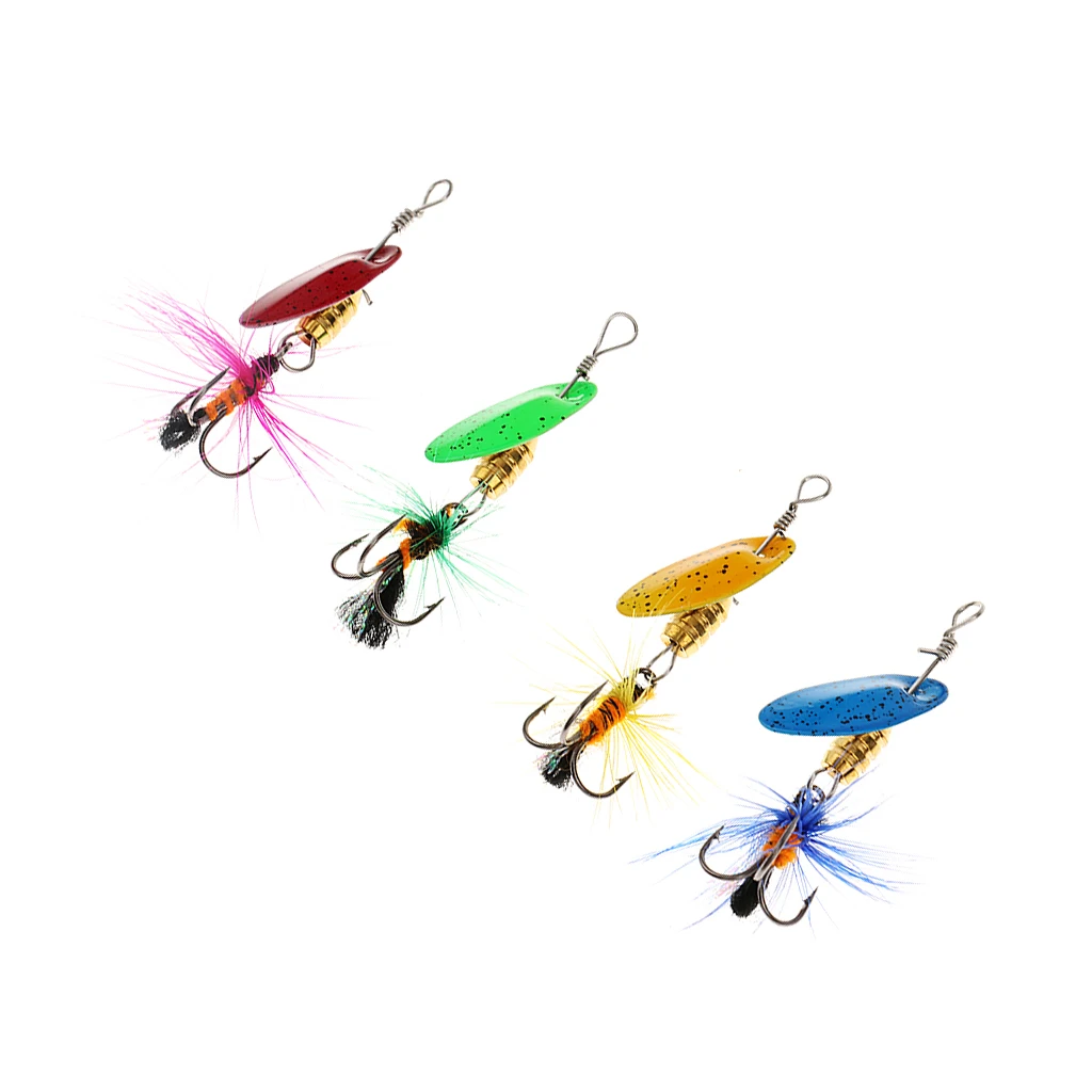 

4 Pcs Spinner Metal Fishing Lure Bass Baits with Treble Hooks Fishing Tackle Dropshipping