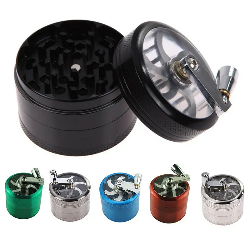 

55MM 4 Layers Tobacco Spice Grinder Herb Weed Grinder with Mill Handle Salt and Pepper Mills Kitchen Tools