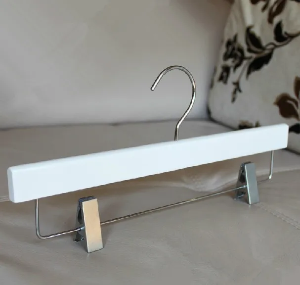 

[Free Shipping] Luxury Anti-Skidding White Wooden hanger with clips for Pants/ for Skirt (50 pieces/ lot)