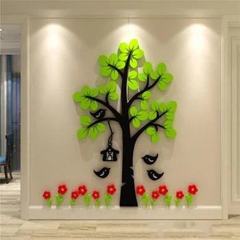 

Plant Tree 3D Acrylic Wall Sticker Bedroom Living Room Aisle Entrance Child Room Kindergarten Wall Decor Painting Wall Sticker