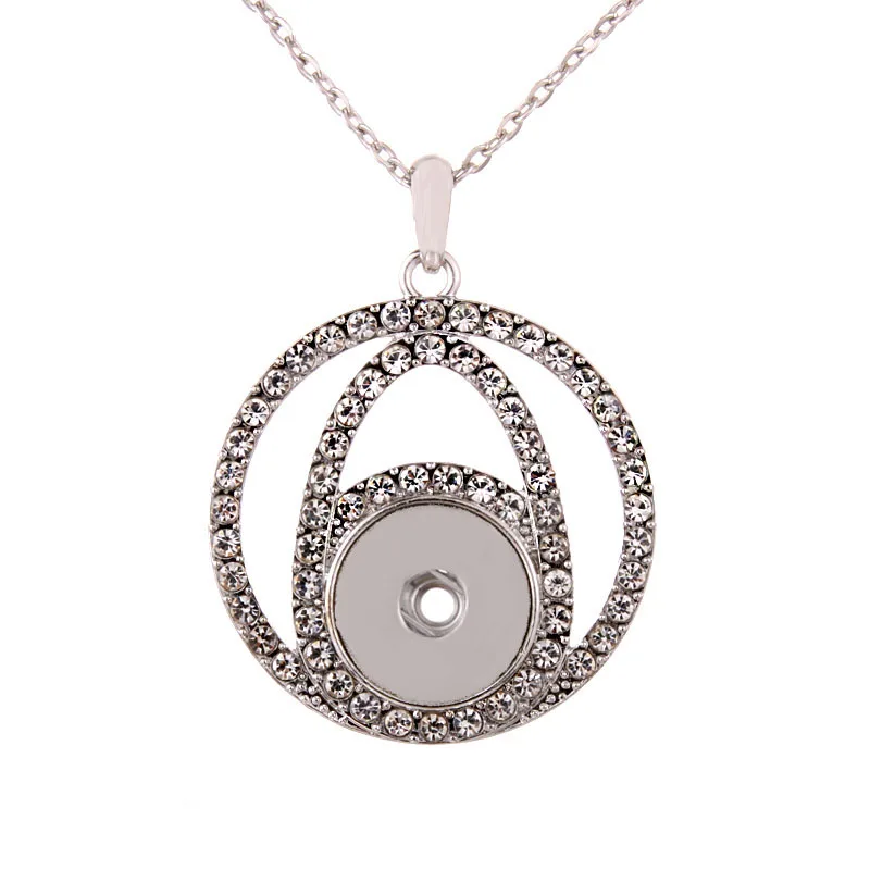 

Boom Life Snap Jewelry Silver Crystal Round Snap Button Necklace For Women Fit 18mm 20mm Snap Buttons Jewelry Snaps Necklaces