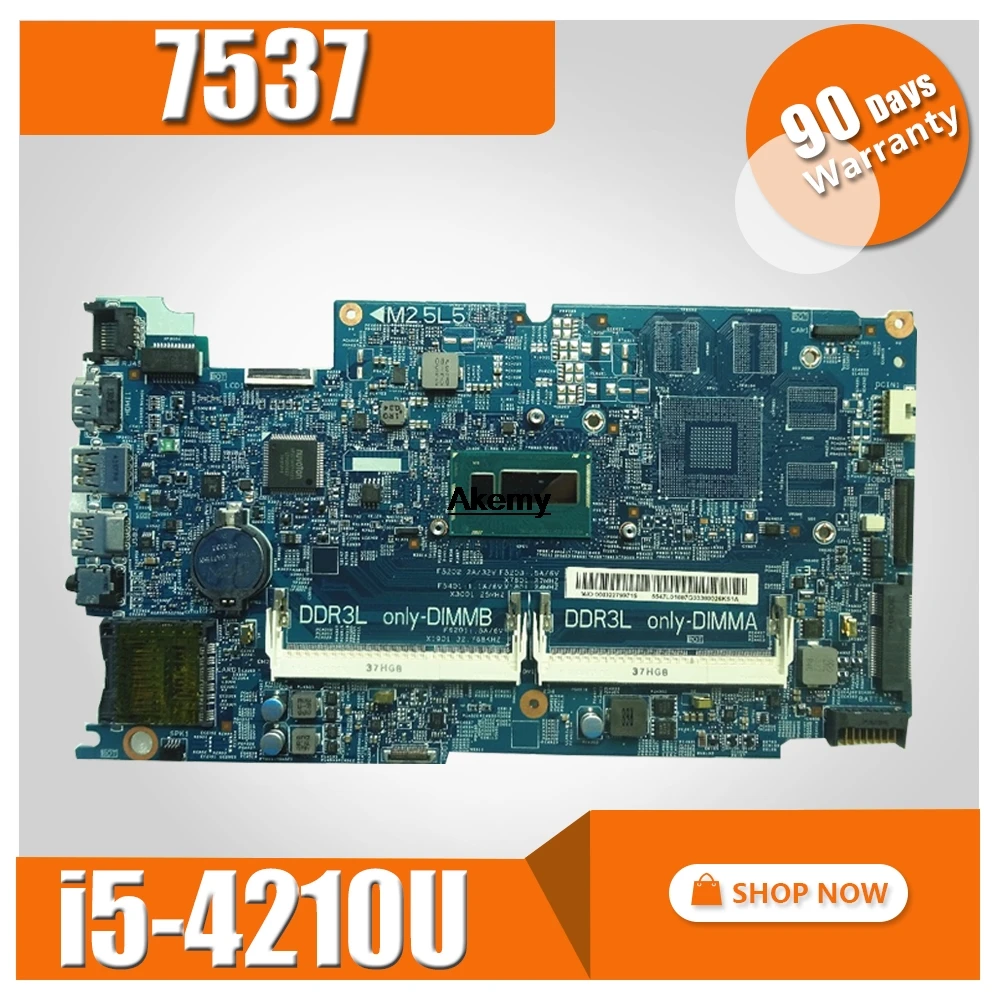 

For DELL inpsiron 7537 laptop motherboard DOH50 MB 12311-2 KJ7NX 0K58JN K58JN with I5-4210U DDR3L integrated graphics