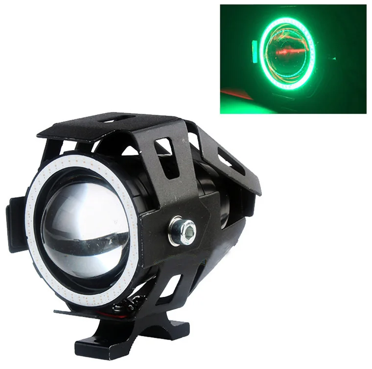 1 шт. 15 Вт мотоциклетный головной светильник Angel Eye Devil Eye белый декоративный светильник 3000лм мото Точечный светильник светодиодный противотуманный точечный светильник - Цвет: Green