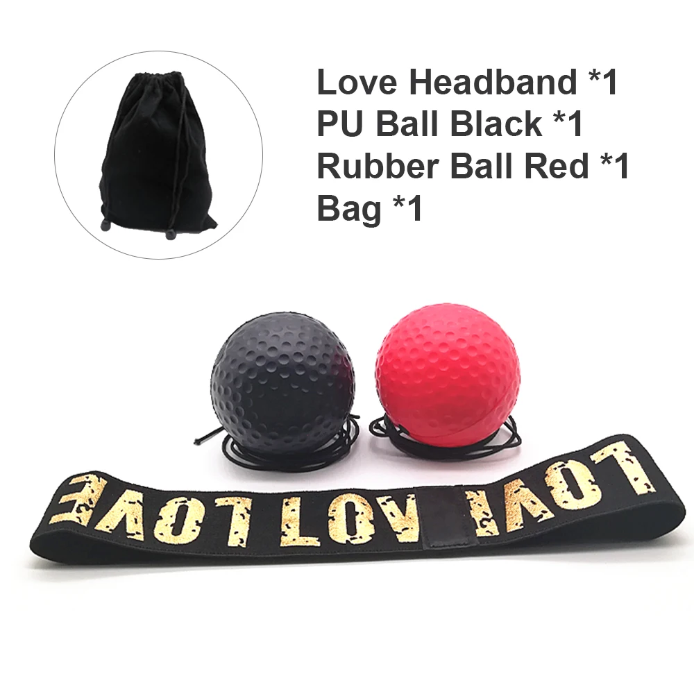 LOVE-Two Balls Set1 Тренировочный мяч для улучшения скорости бокса, повязка на голову, муай-тай, пробивные мячи, оборудование для тренажерного зала - Цвет: LOVE-Two Balls Set1