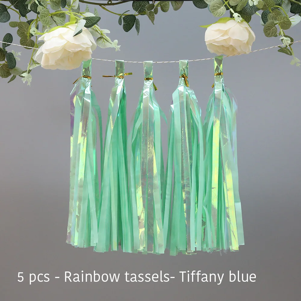 rainbow tassels-Tiffany blue