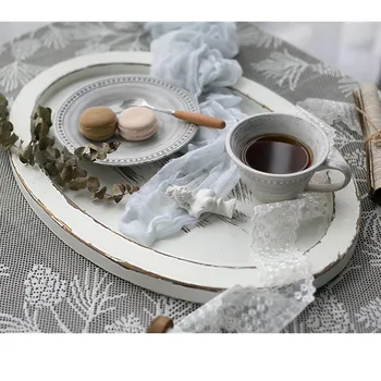 

Tobs wood pallet tray 46*32cm handmade tea tray white color cake table decoration dessert makeup holder coffee plate