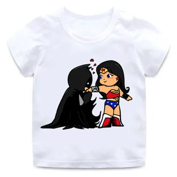 

Kids Wonder Woman and Funny Batman Cartoon Print Baby Girl Boy T-Shirt Casual Wear Top Summer White T-Shirt,BAL553