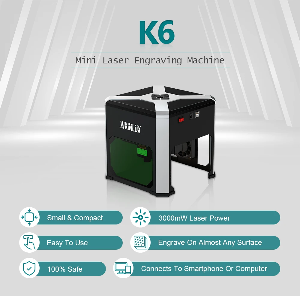 K6 3000mW Mini Laser Graveur Graviermaschine Vorschau Modell JPEG/ JPG/ PNG/ BMP 
