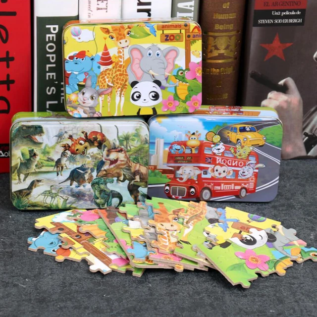 Hot 100 Pieces Wooden Puzzle Kids Cartoon Animal Dinosaur Jigsaw Puzzles Baby Educational Learning Toys for Children Boys Girls 5