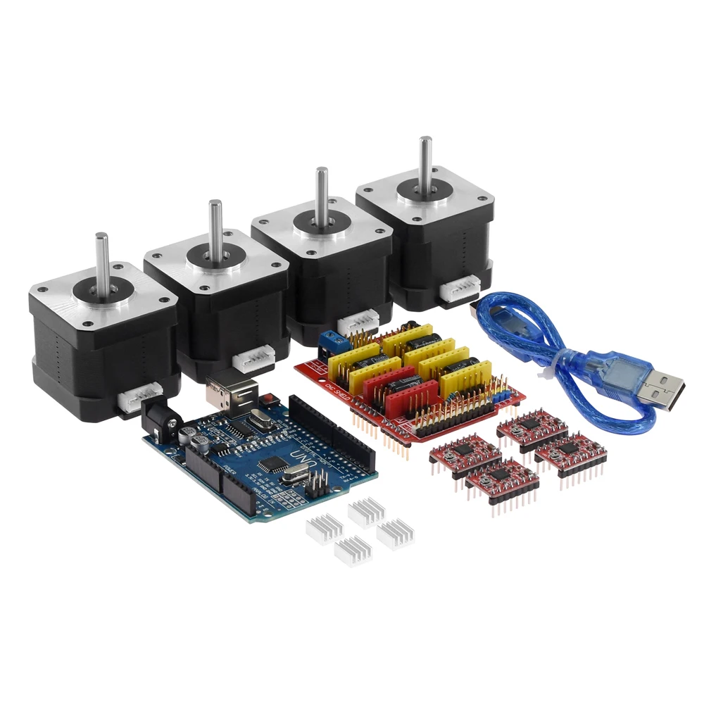 

3D Printer kit Nema17 Stepper Motor 42 motor 4-lead 17hs4401S+cnc v3 engraving machine+4pcs A4988 driver expansion board UNO R3