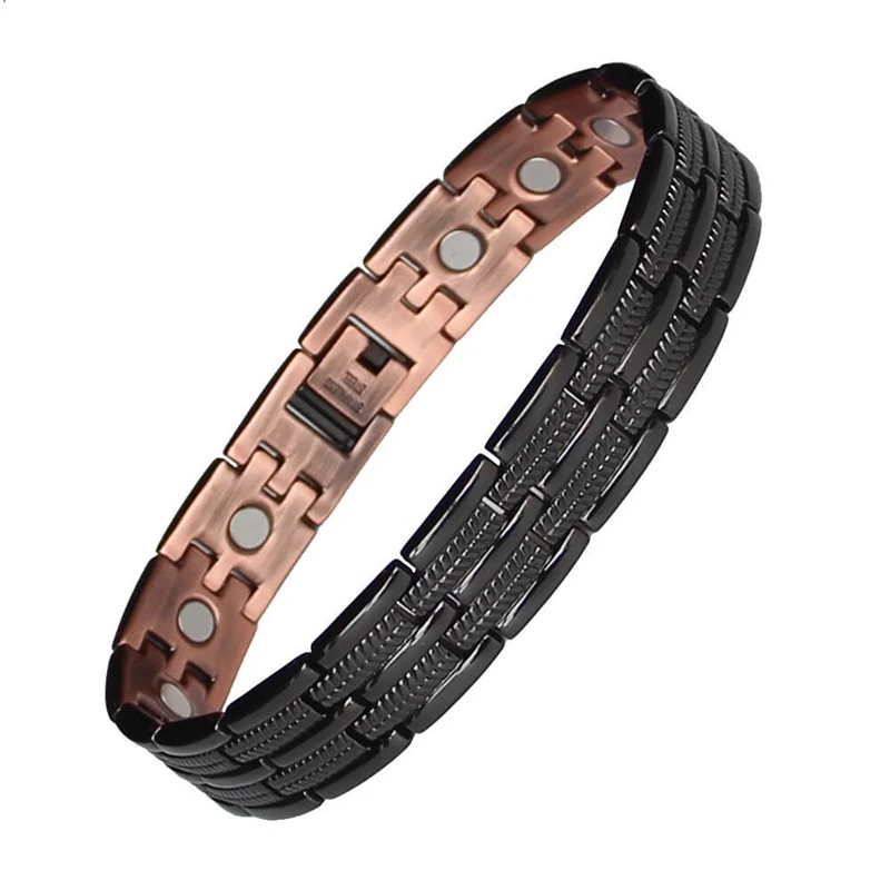 Oktrendy артрит Чистый медный магнитный браслет черный медный исцеляющий браслет для мужчин Лучший Био Магнит 3000 gauss - Окраска металла: bracelet