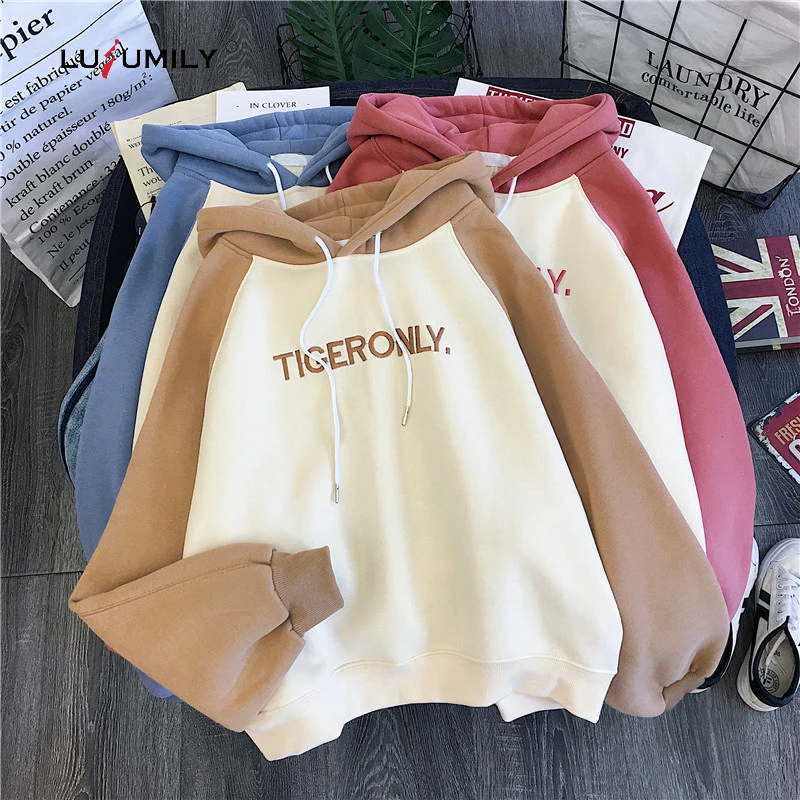 Lusumily 2020 весенние теплые толстовки для женщин с капюшоном Harajuku вельветовый свитер
