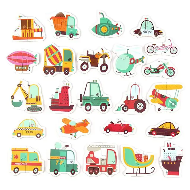 0-36M Cartoon Animal Traffic Fuit Montessori Pairing Cognition Puzzle Toys Wooden Jigsaw Card Kids Education 5