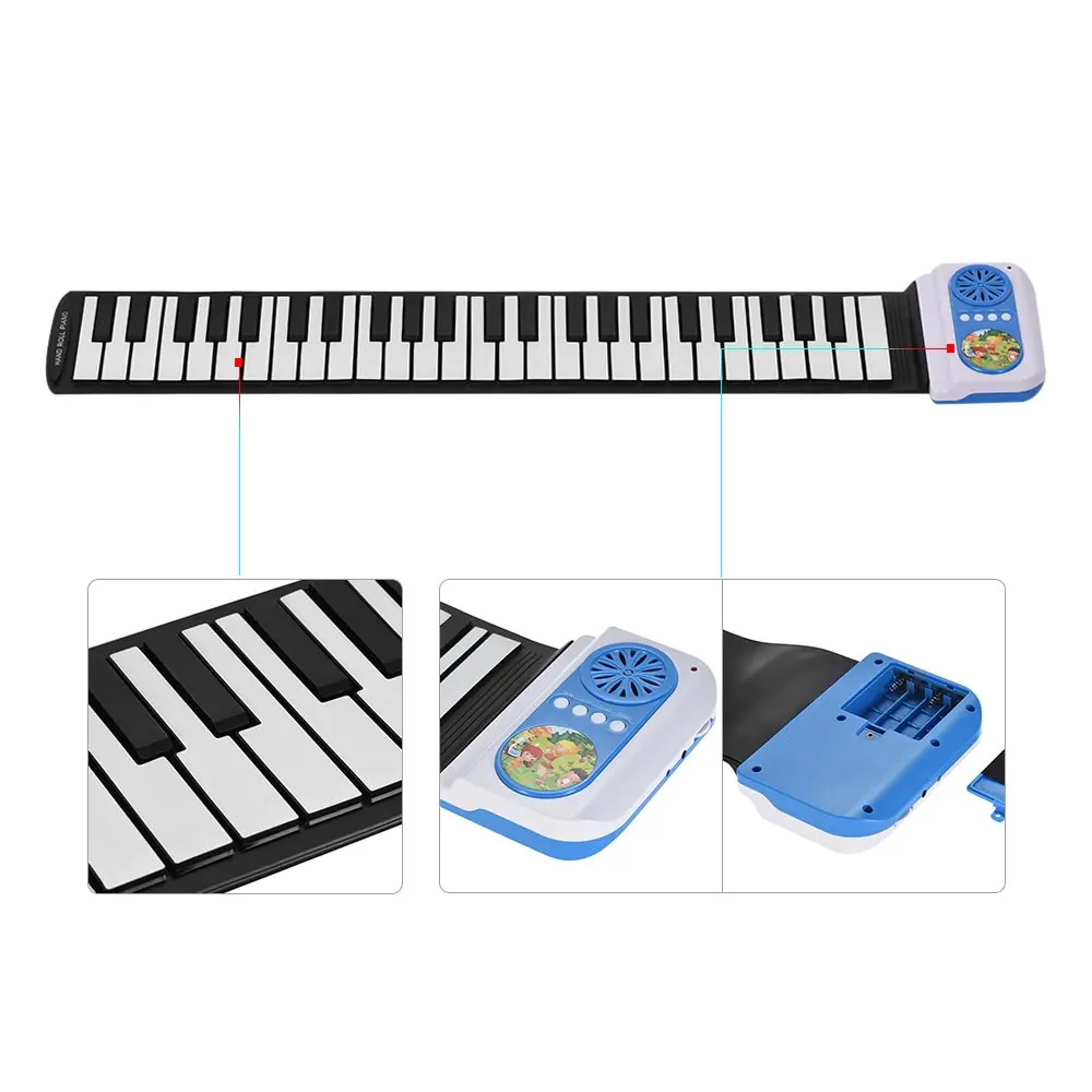  49 Keys Roll Up Piano Silicon Electronic MIDI Keyboard with Built-in Speaker Teaching Function for  - 4000091284388
