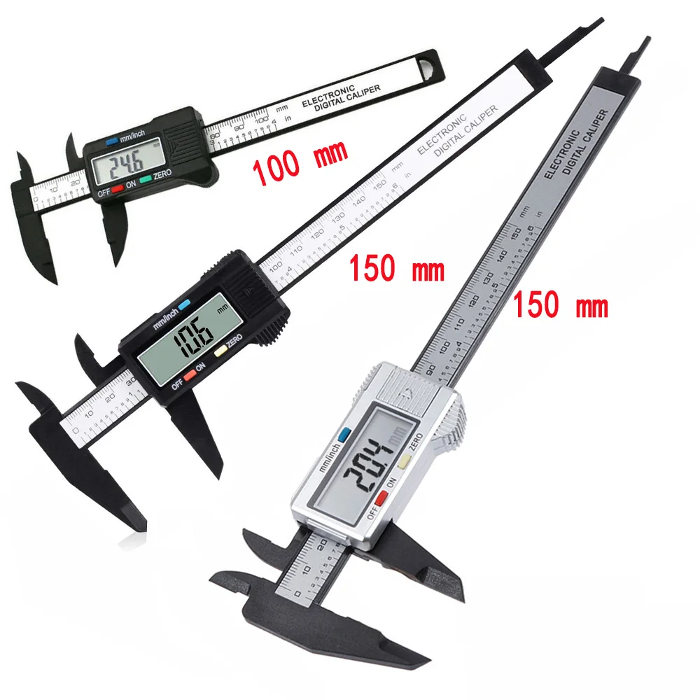 Description Picture 2 of item150mm 100mm Electronic Digital Caliper Carbon Fiber Dial Vernier Caliper Gauge Micrometer Measuring Tool Digital Ruler