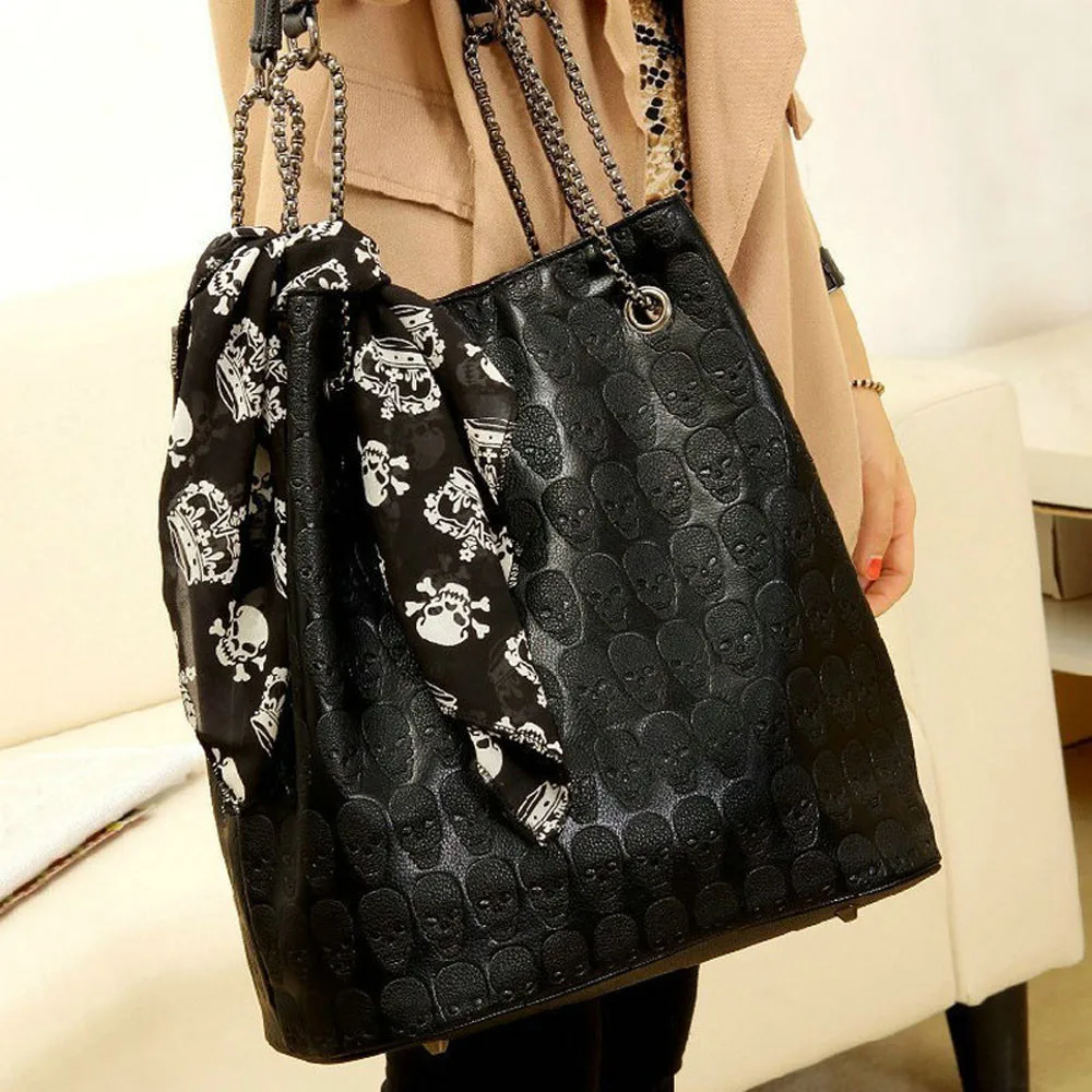Women Handle Style Skulls Faces Satchel Handbags Tote Purse Shoulder Bag Big Capacity Handbag