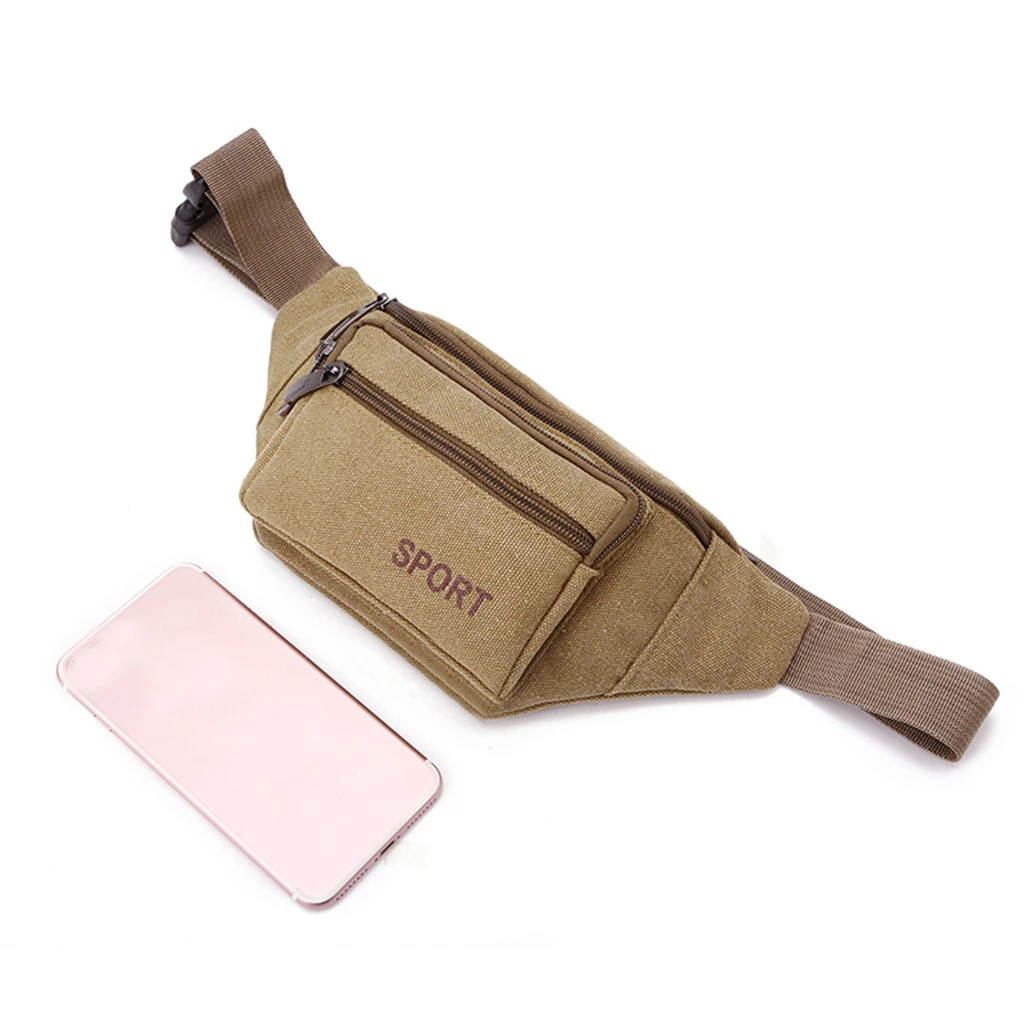 Canvas Waist Bag Unisex Neutral Outdoor Zipper Chest Bag Street Sport Fanny Pack Girl Boy Waist Belt Bags Fashion Phone 819
