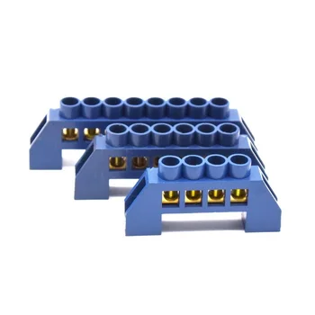 

250V-450V Screw Terminal Bridge Electrical Distribution Neutral Wiring Block Connector 4 8 10 Pins Positions Brass Din Rail hole